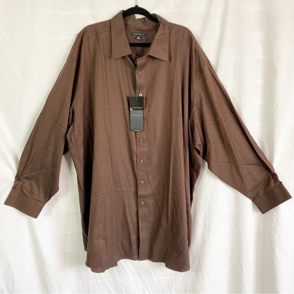 Castagne Vintage Chocolate Brown Men's Button Up Dress Shirt 4XL NEW NWT